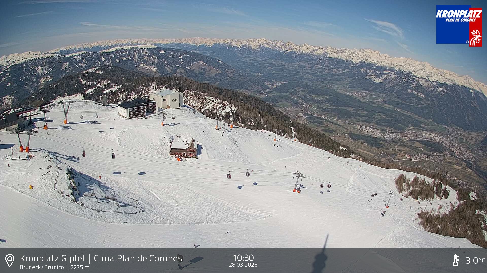Archiv Foto Webcam Blick auf Bruneck, Kronplatz