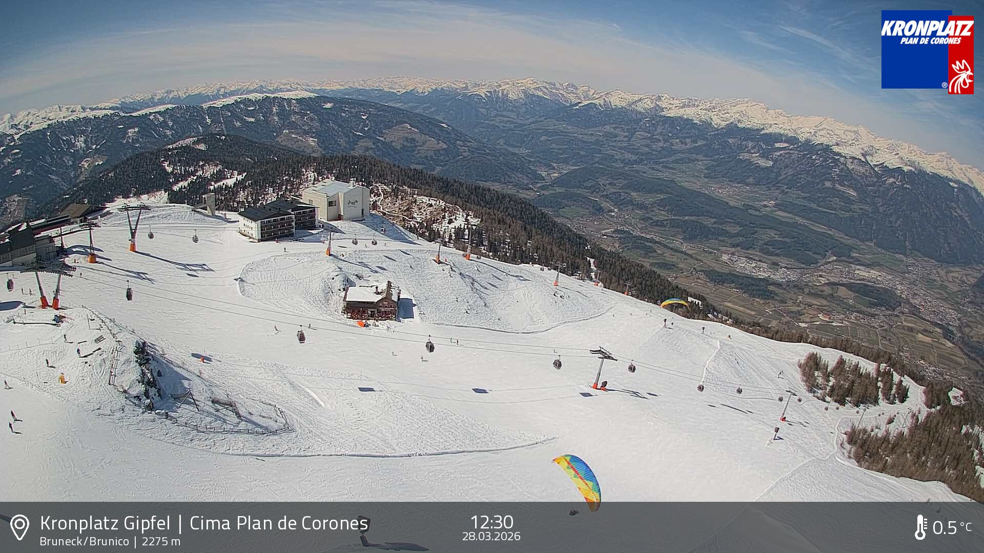 Archiv Foto Webcam Blick auf Bruneck, Kronplatz