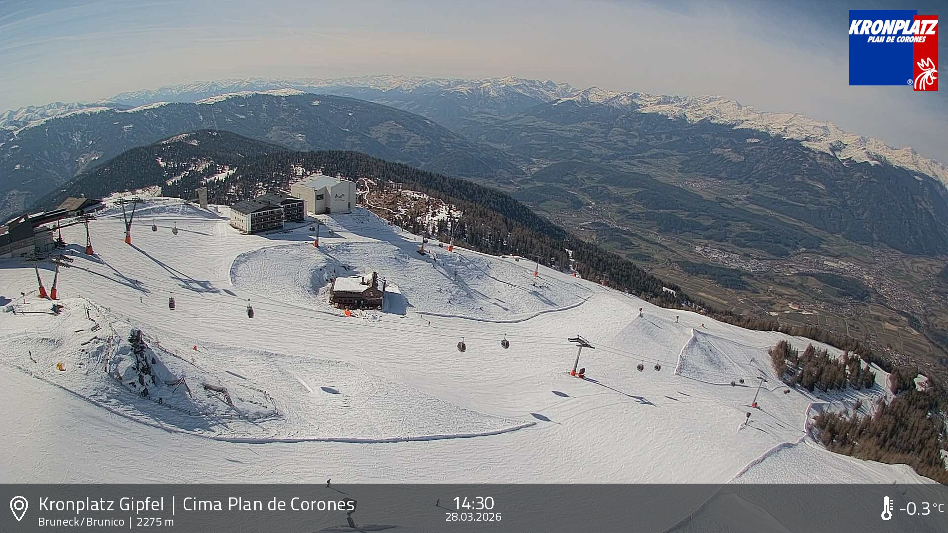 Archiv Foto Webcam Blick auf Bruneck, Kronplatz