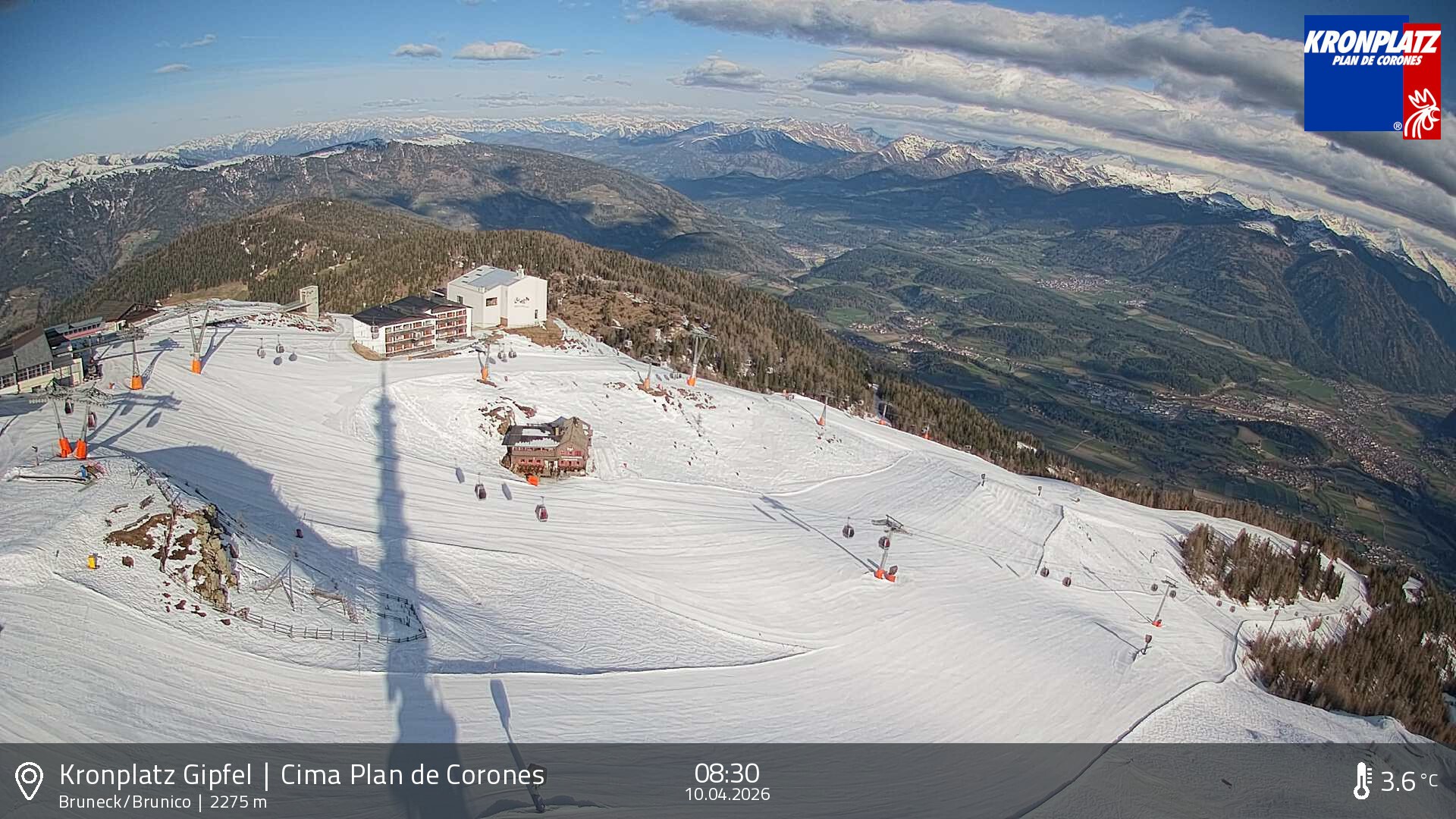 Archiv Foto Webcam Blick auf Bruneck, Kronplatz