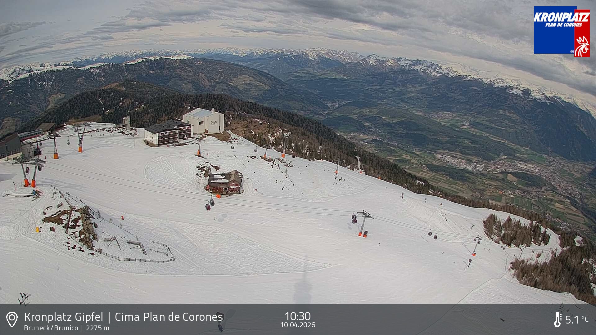 Archiv Foto Webcam Blick auf Bruneck, Kronplatz