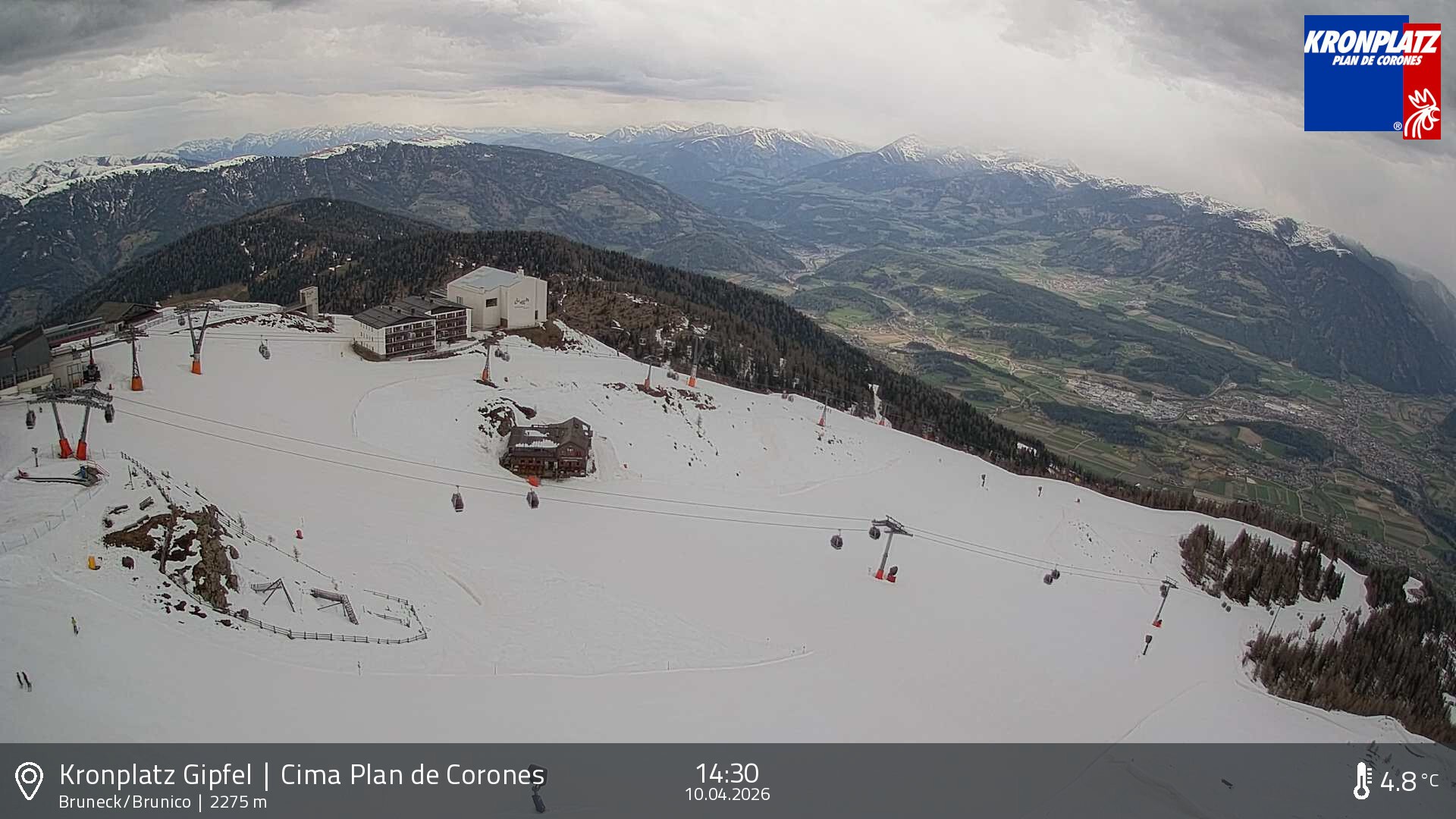 Archiv Foto Webcam Blick auf Bruneck, Kronplatz