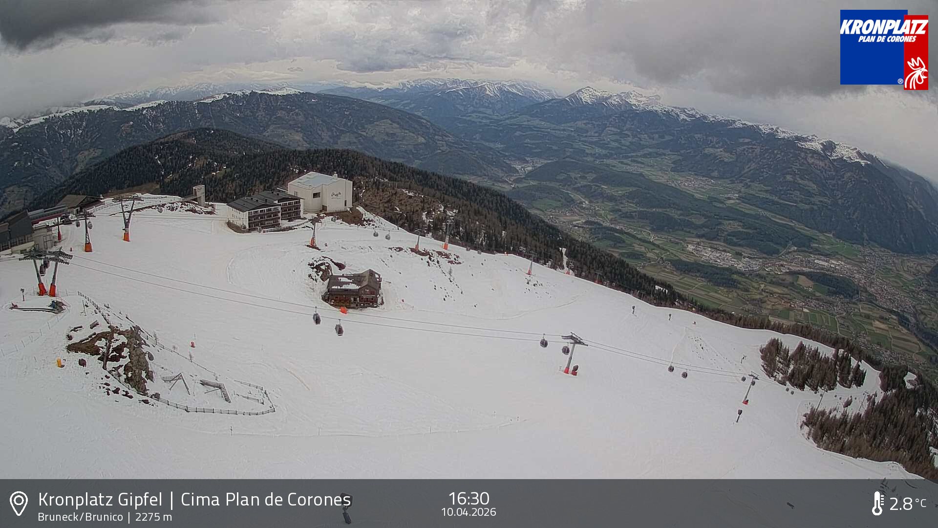 Archiv Foto Webcam Blick auf Bruneck, Kronplatz