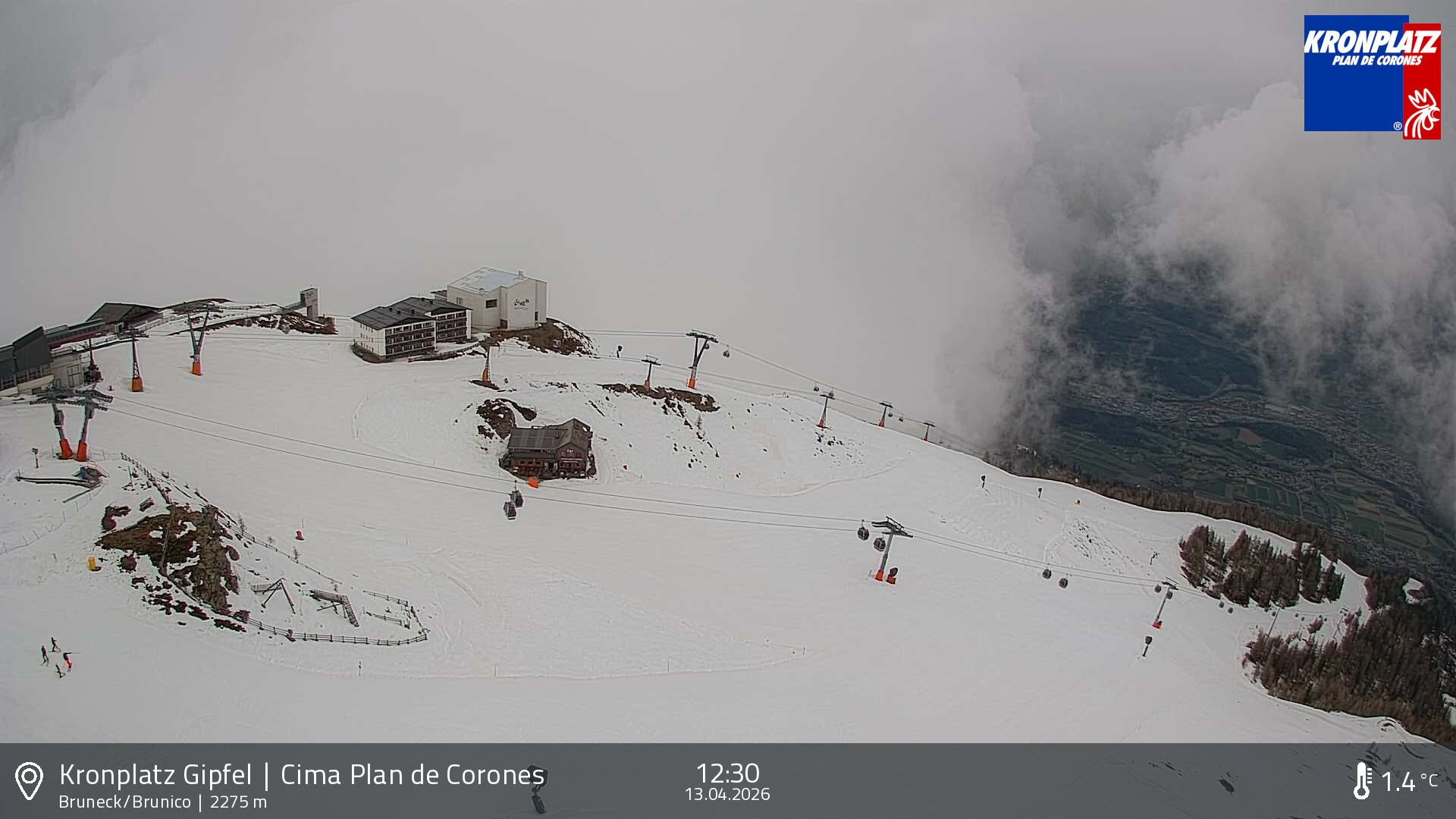 Archiv Foto Webcam Blick auf Bruneck, Kronplatz