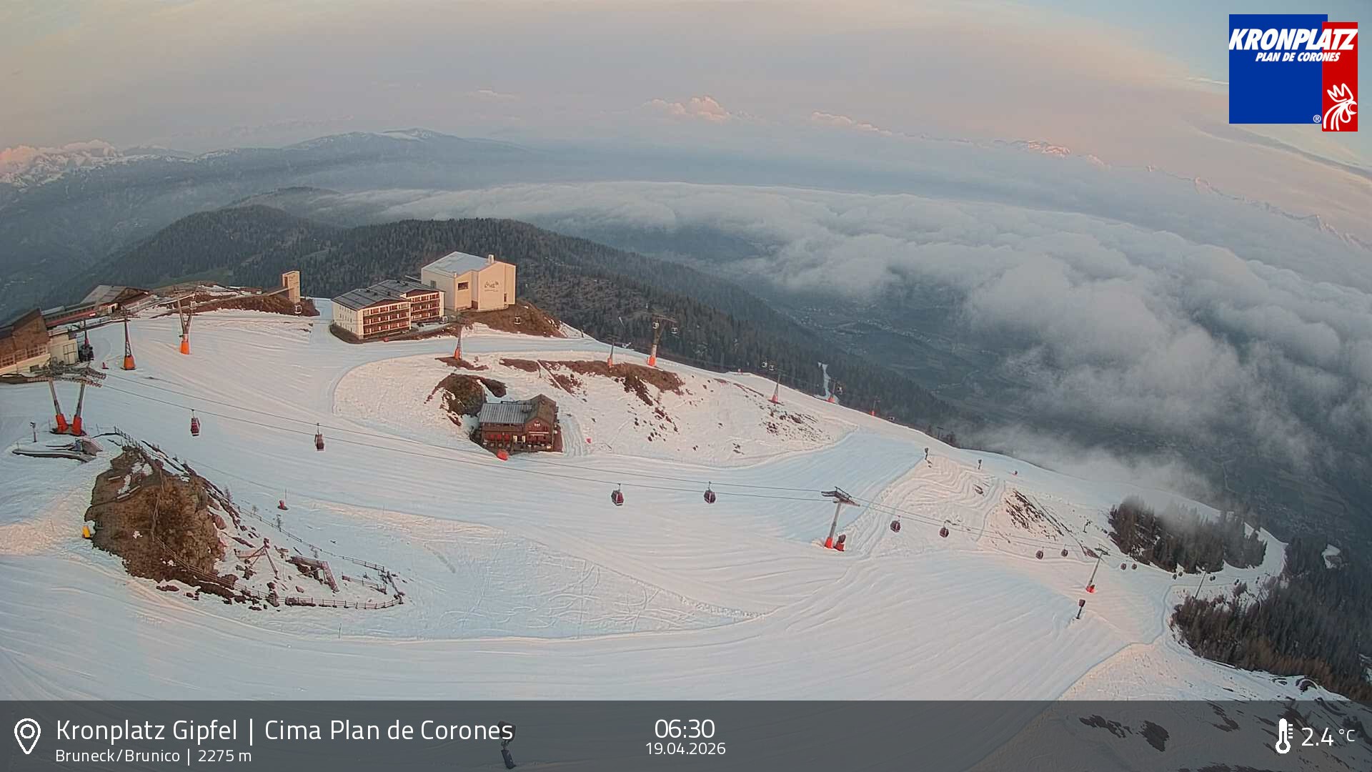 Archiv Foto Webcam Blick auf Bruneck, Kronplatz