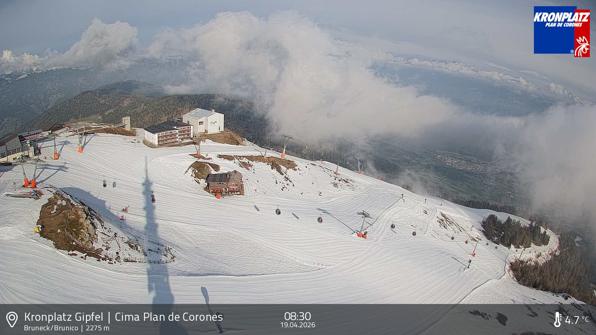 Archiv Foto Webcam Blick auf Bruneck, Kronplatz