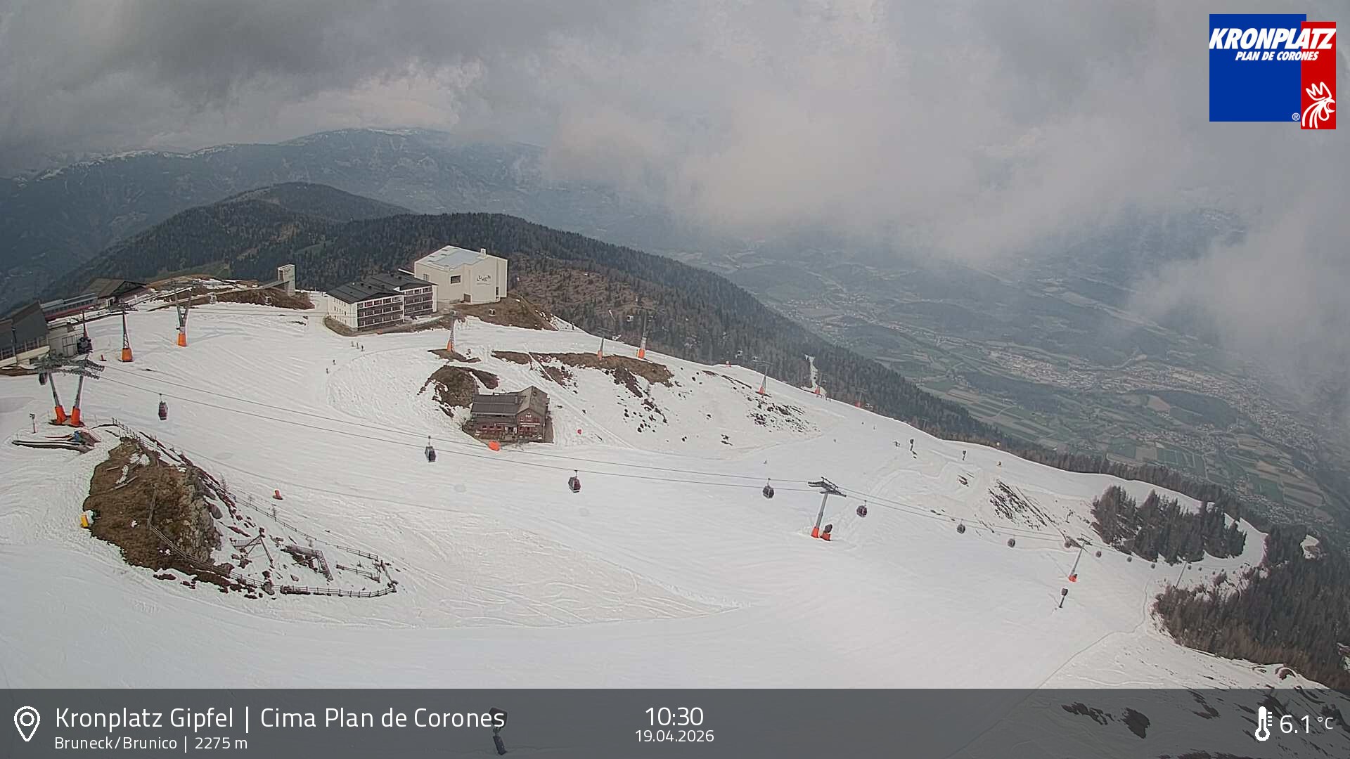 Archiv Foto Webcam Blick auf Bruneck, Kronplatz