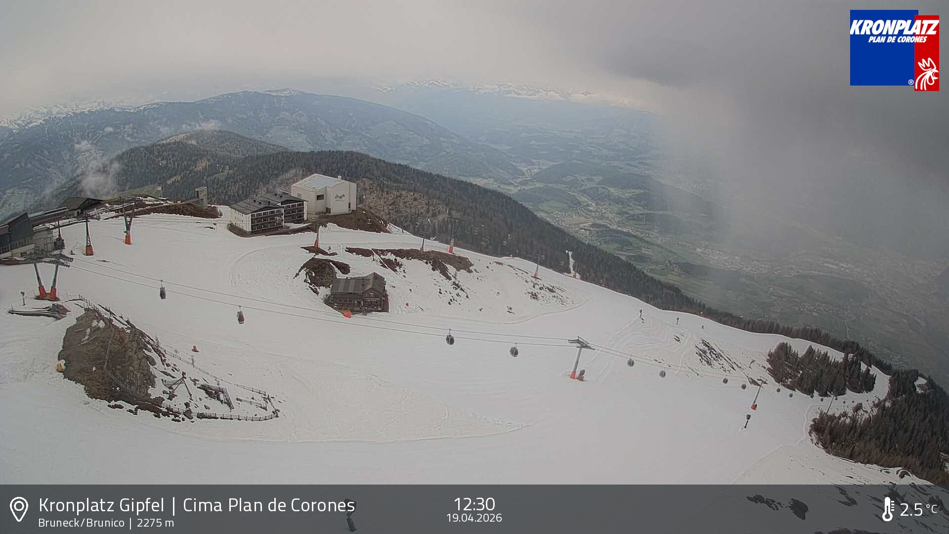 Archiv Foto Webcam Blick auf Bruneck, Kronplatz