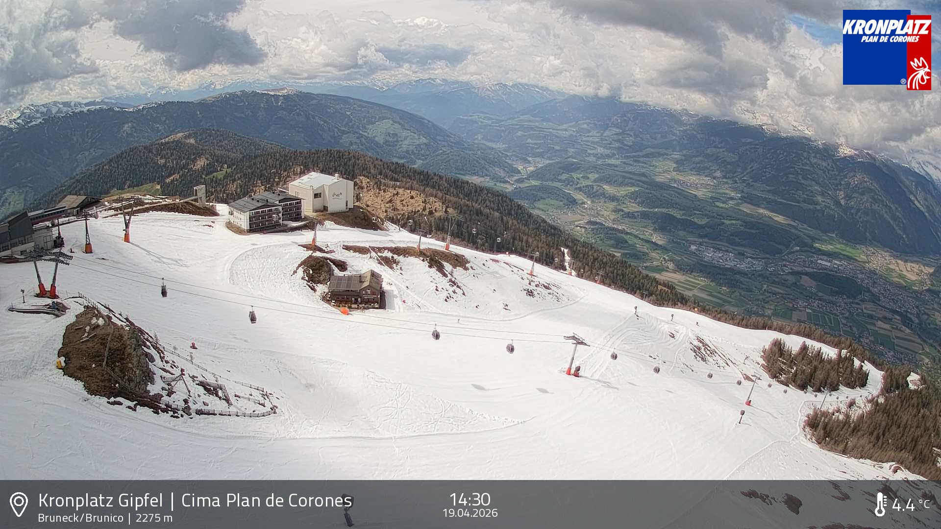 Archiv Foto Webcam Blick auf Bruneck, Kronplatz