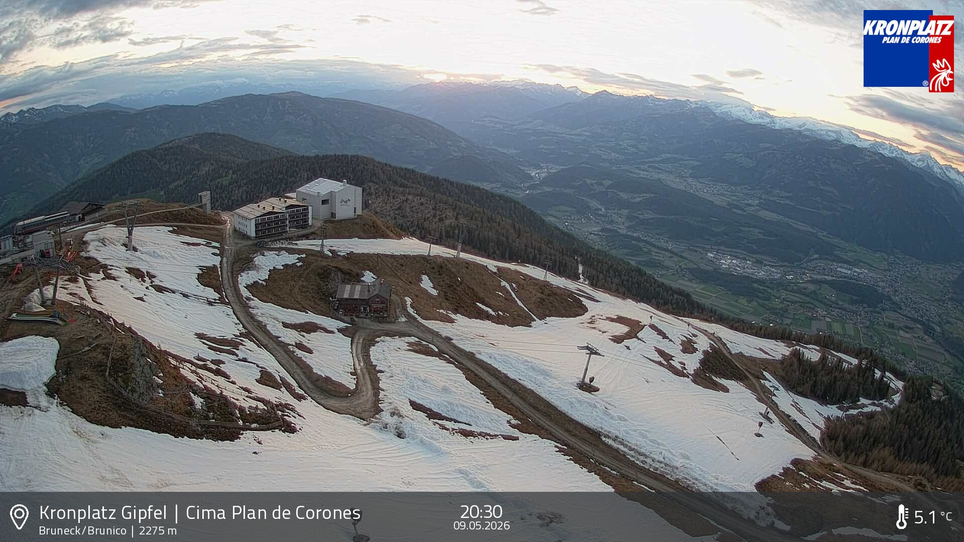 Archiv Foto Webcam Blick auf Bruneck, Kronplatz