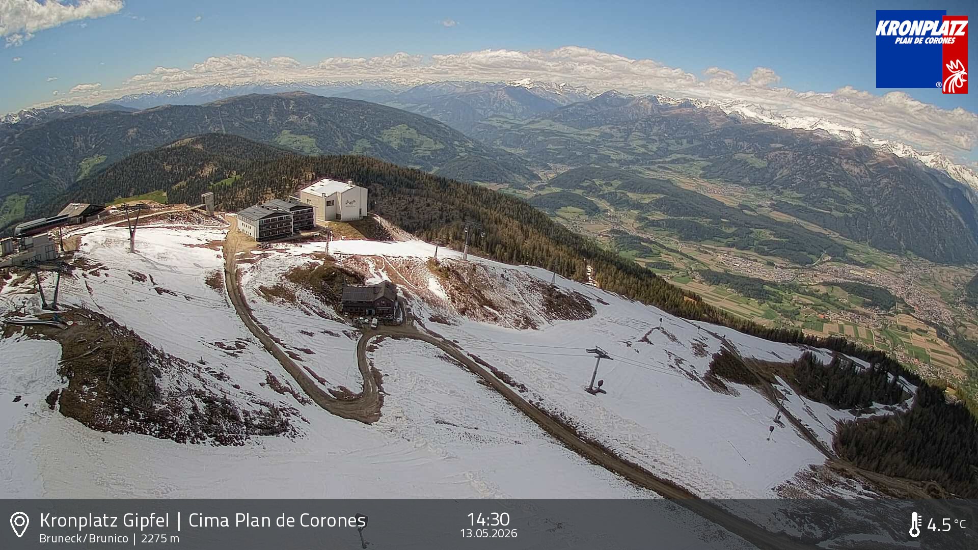 Archiv Foto Webcam Blick auf Bruneck, Kronplatz