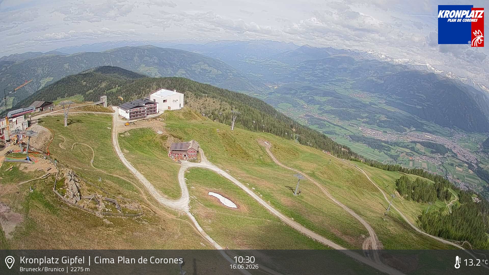 Archiv Foto Webcam Blick auf Bruneck, Kronplatz
