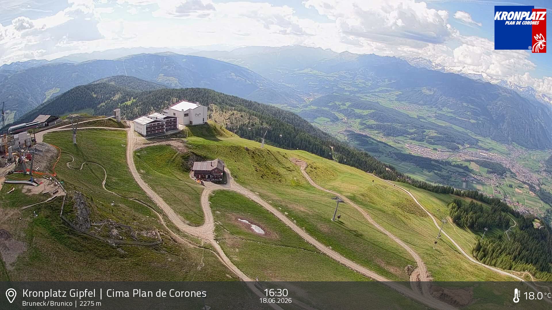 Archiv Foto Webcam Blick auf Bruneck, Kronplatz