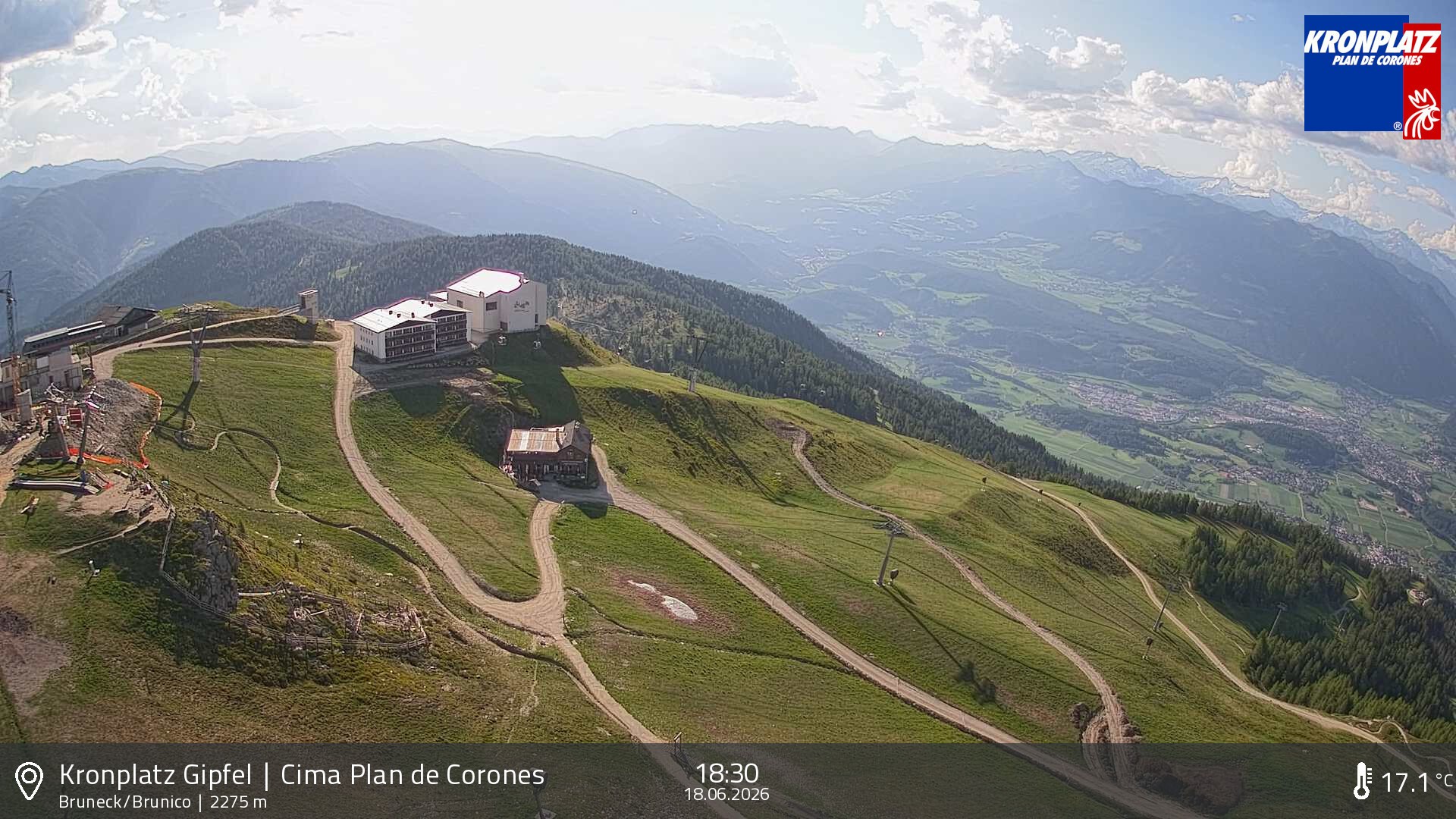 Archiv Foto Webcam Blick auf Bruneck, Kronplatz