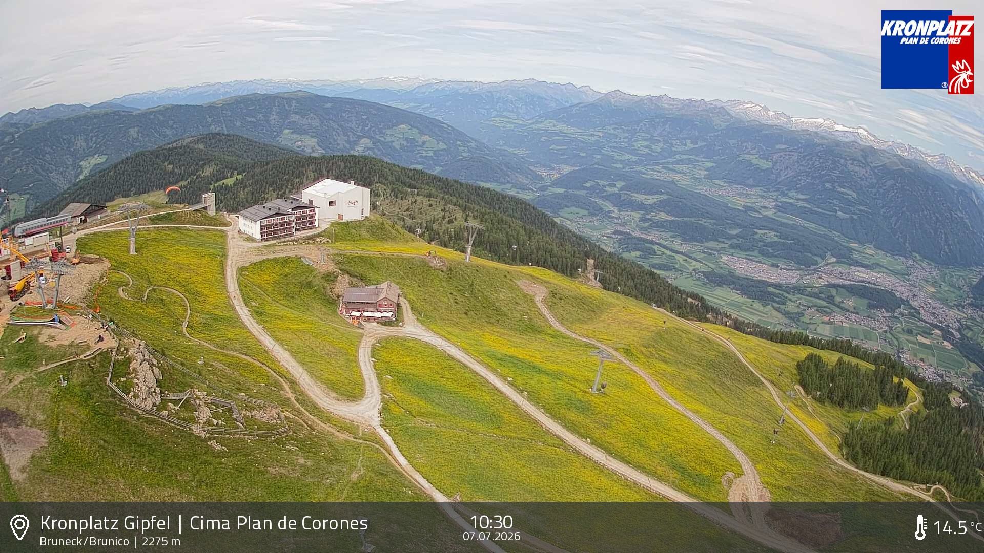 Archiv Foto Webcam Blick auf Bruneck, Kronplatz