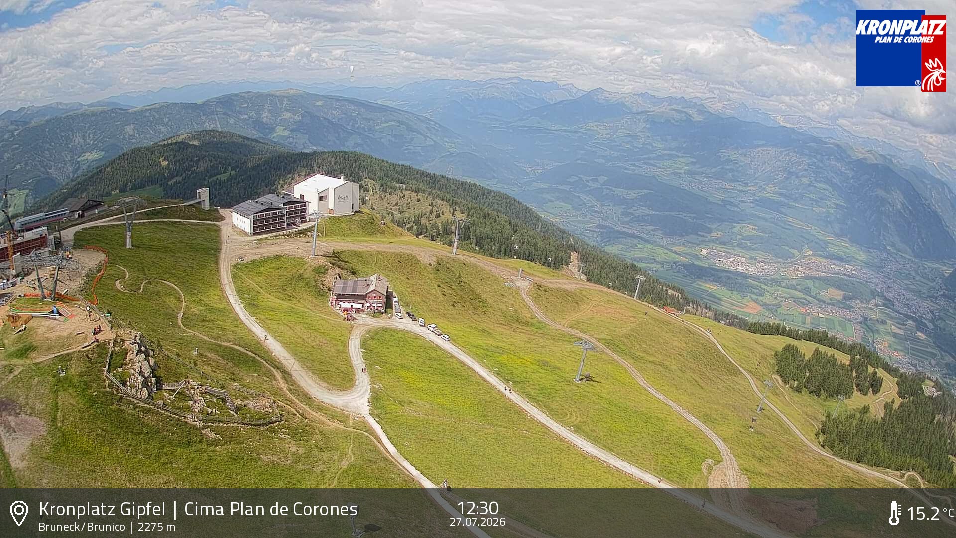 Archiv Foto Webcam Blick auf Bruneck, Kronplatz