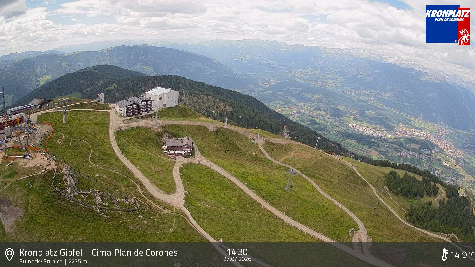 Archiv Foto Webcam Blick auf Bruneck, Kronplatz