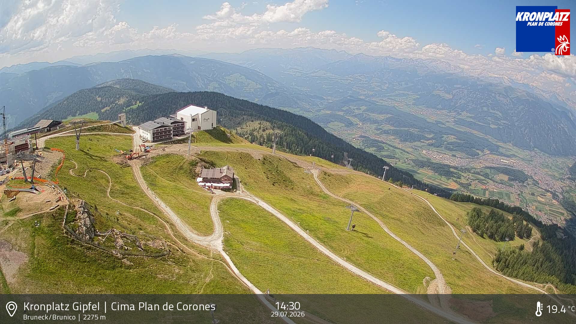 Archiv Foto Webcam Blick auf Bruneck, Kronplatz