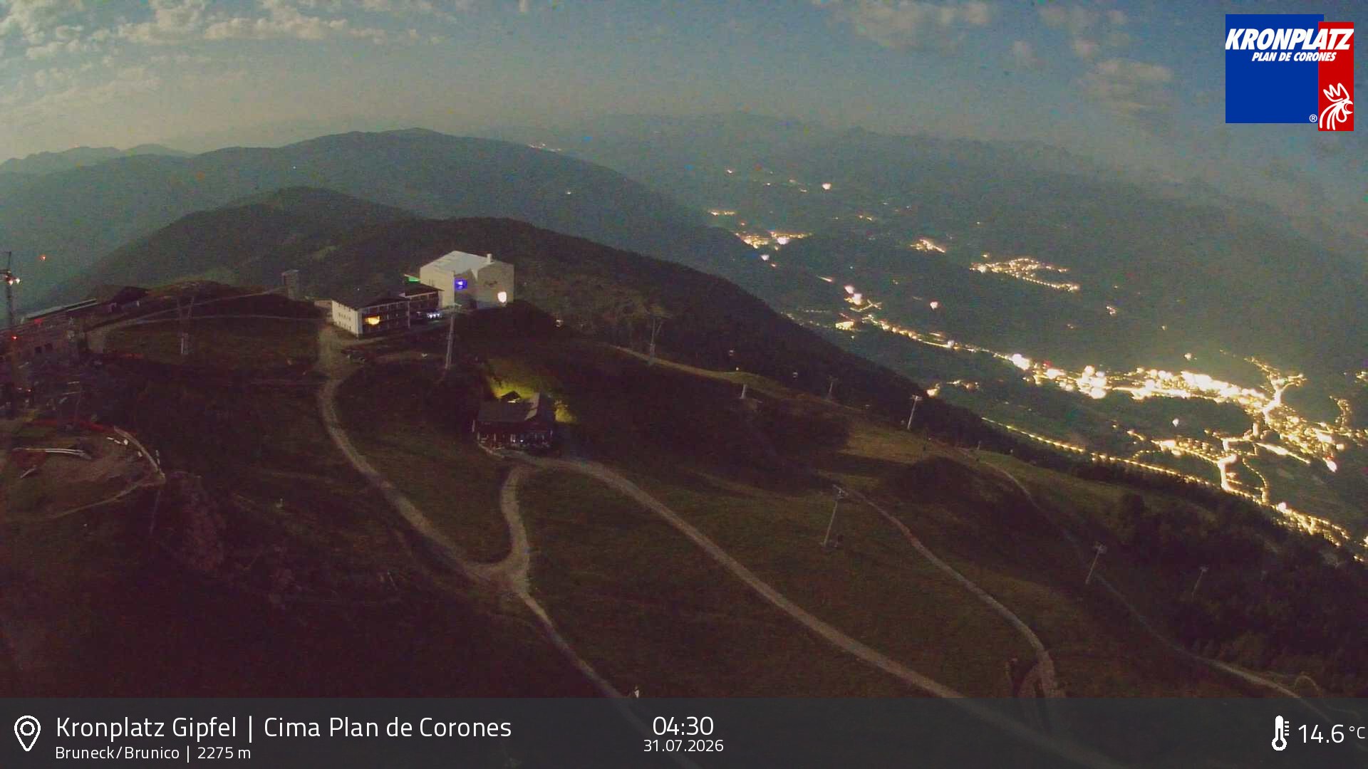 Archiv Foto Webcam Blick auf Bruneck, Kronplatz