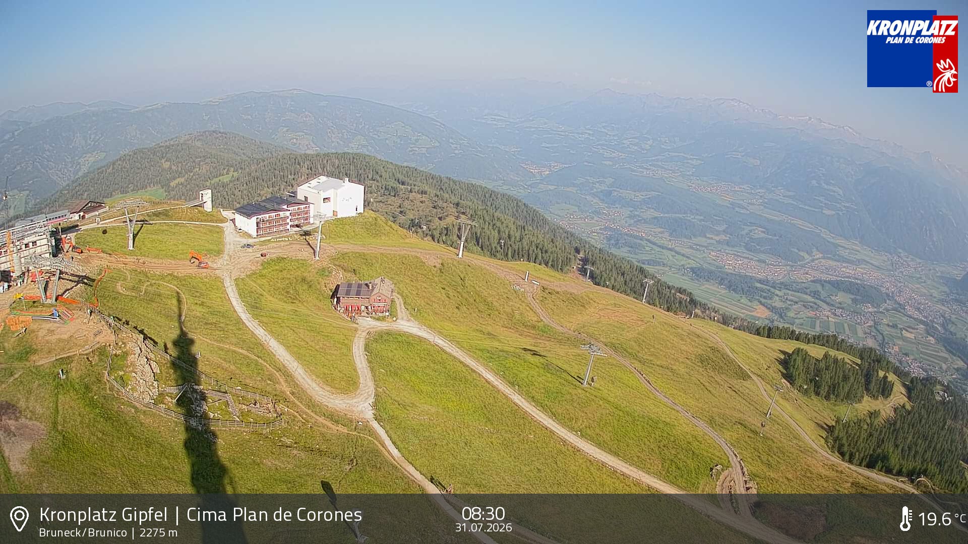 Archiv Foto Webcam Blick auf Bruneck, Kronplatz