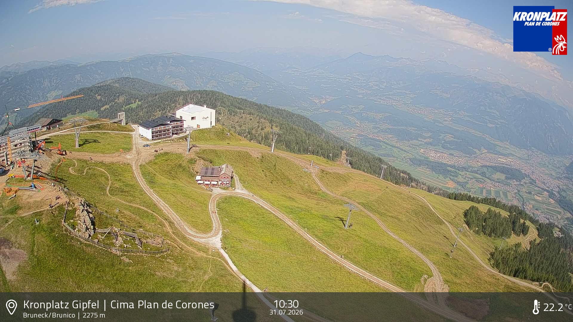 Archiv Foto Webcam Blick auf Bruneck, Kronplatz