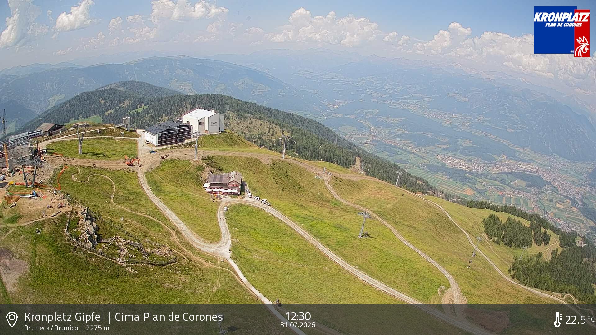 Archiv Foto Webcam Blick auf Bruneck, Kronplatz