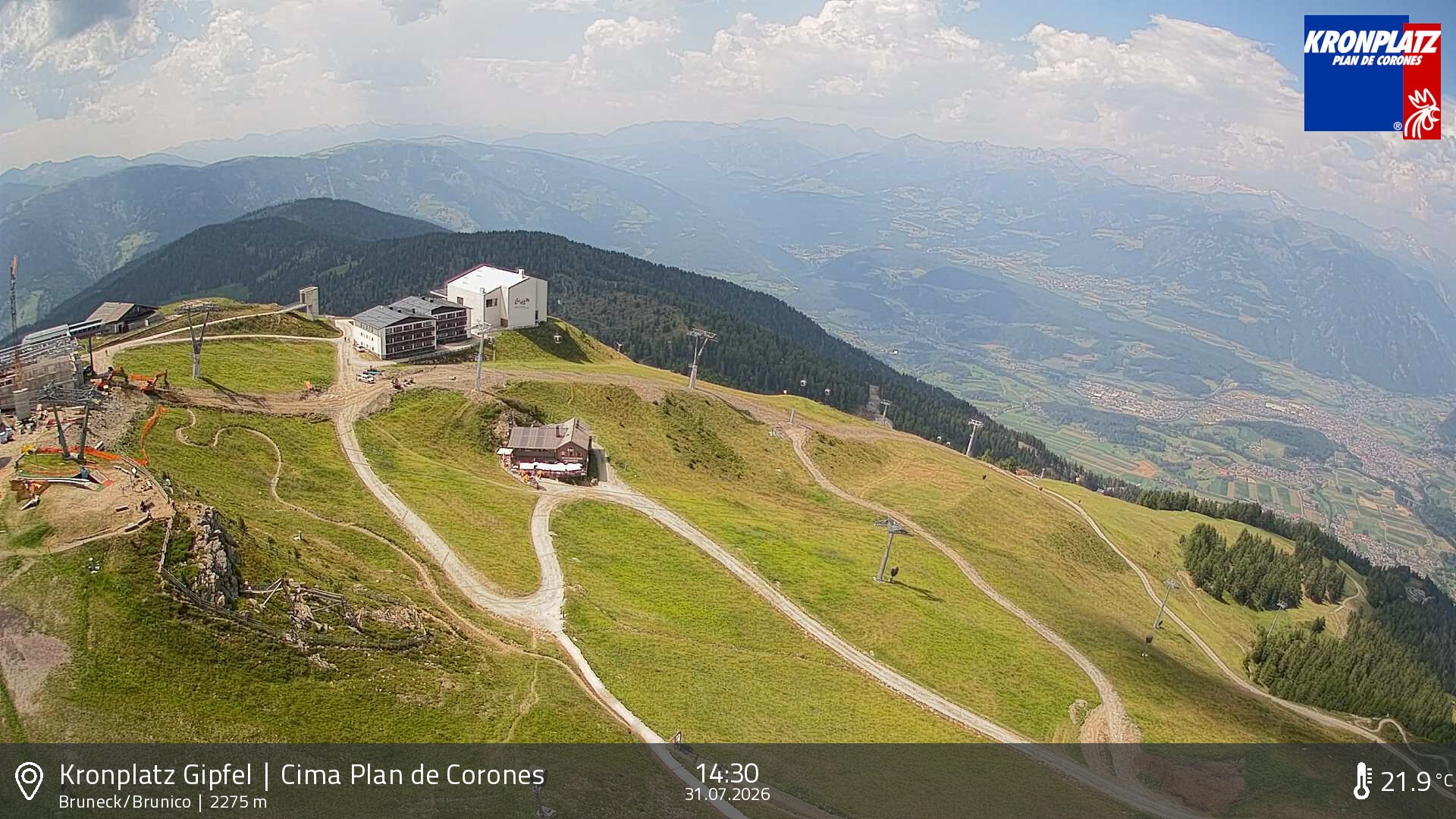 Archiv Foto Webcam Blick auf Bruneck, Kronplatz