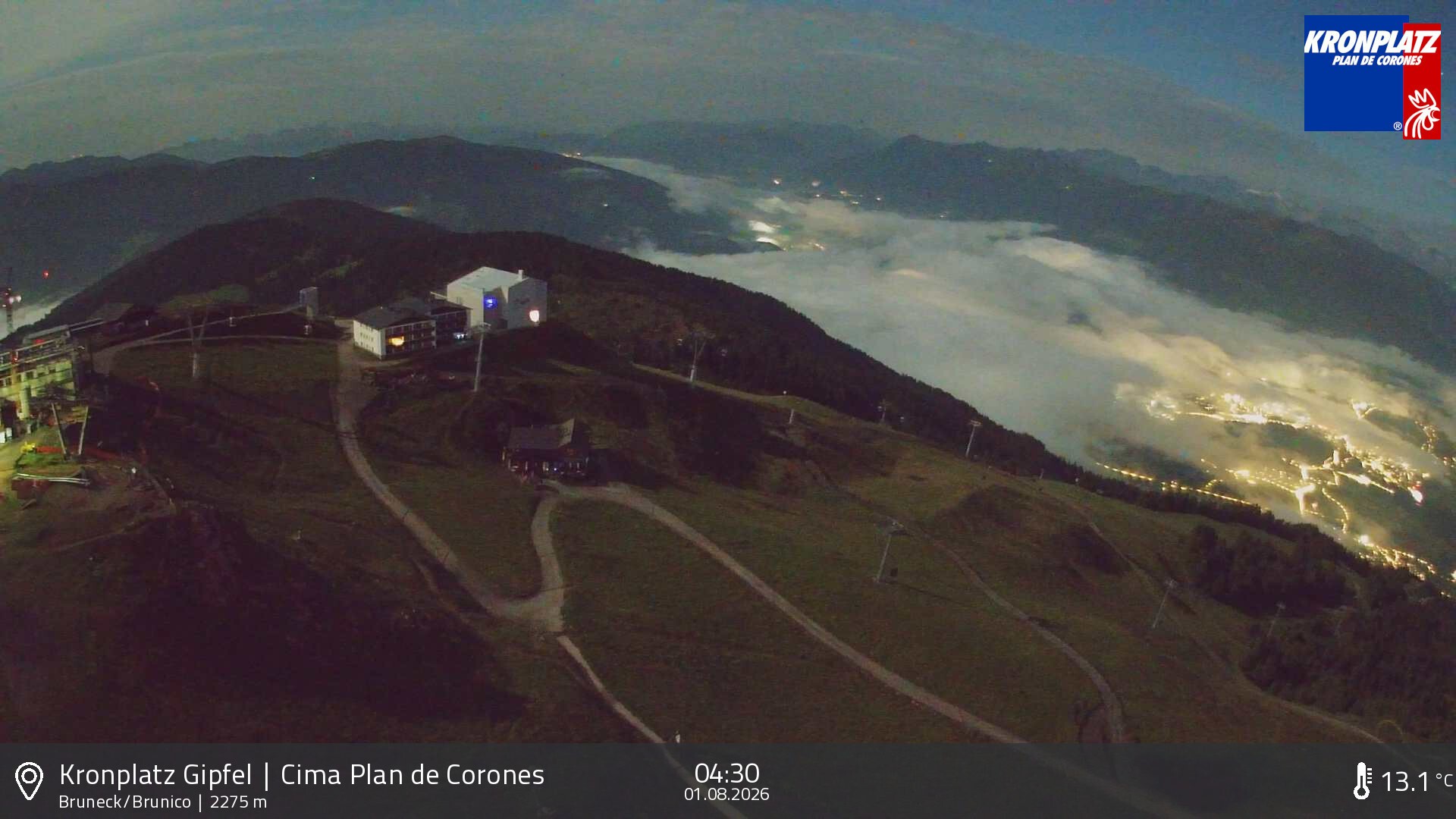 Archiv Foto Webcam Blick auf Bruneck, Kronplatz