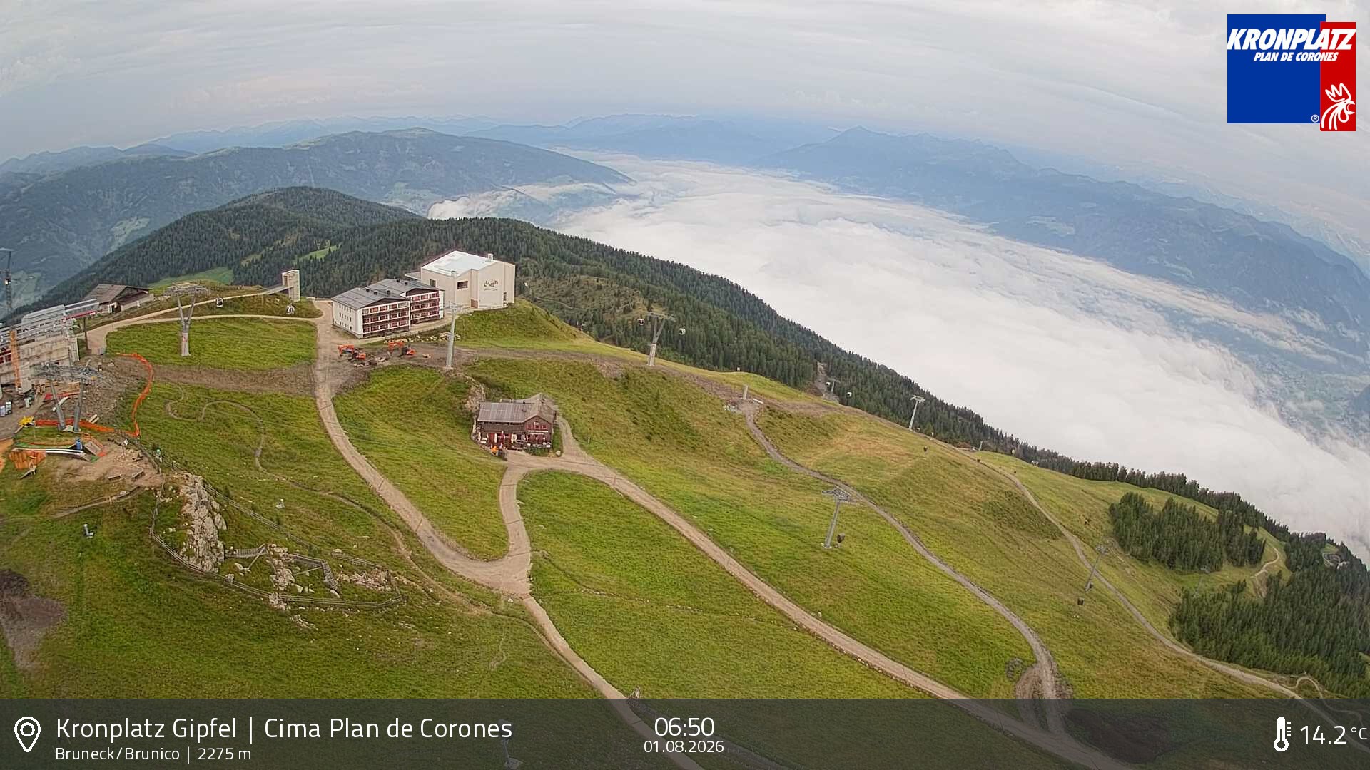 Archiv Foto Webcam Blick auf Bruneck, Kronplatz