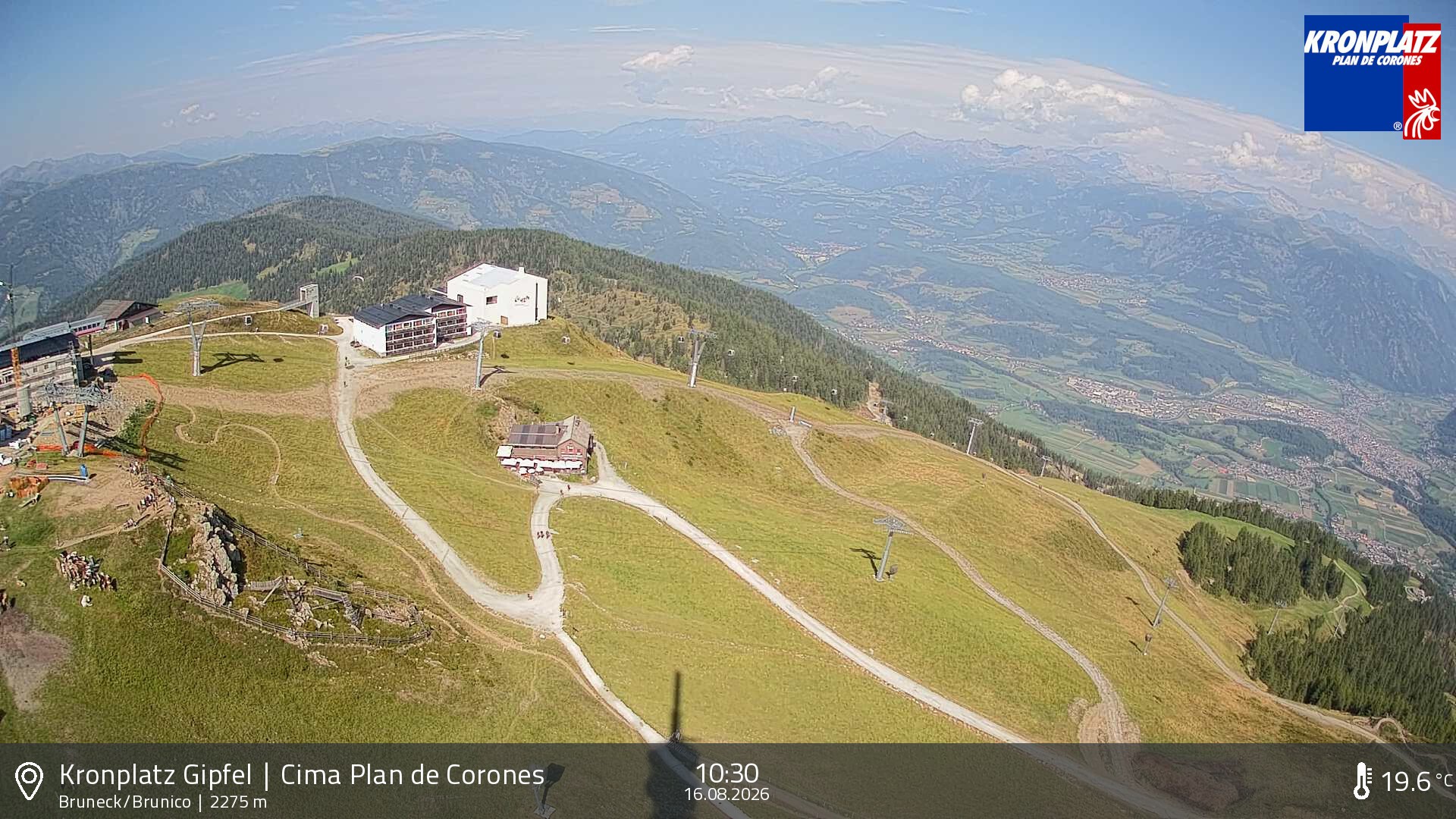 Archiv Foto Webcam Blick auf Bruneck, Kronplatz