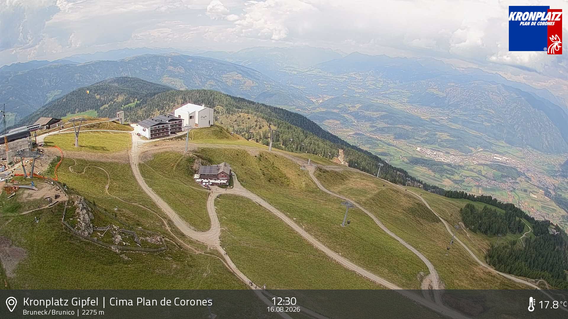 Archiv Foto Webcam Blick auf Bruneck, Kronplatz