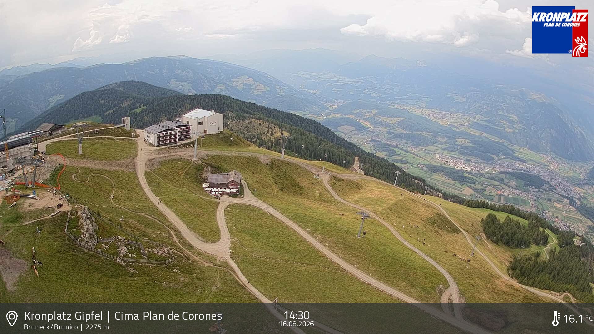 Archiv Foto Webcam Blick auf Bruneck, Kronplatz