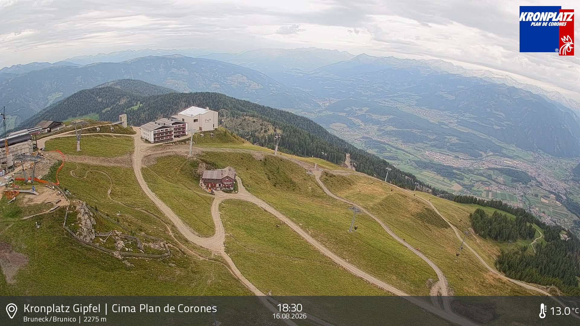 Archiv Foto Webcam Blick auf Bruneck, Kronplatz