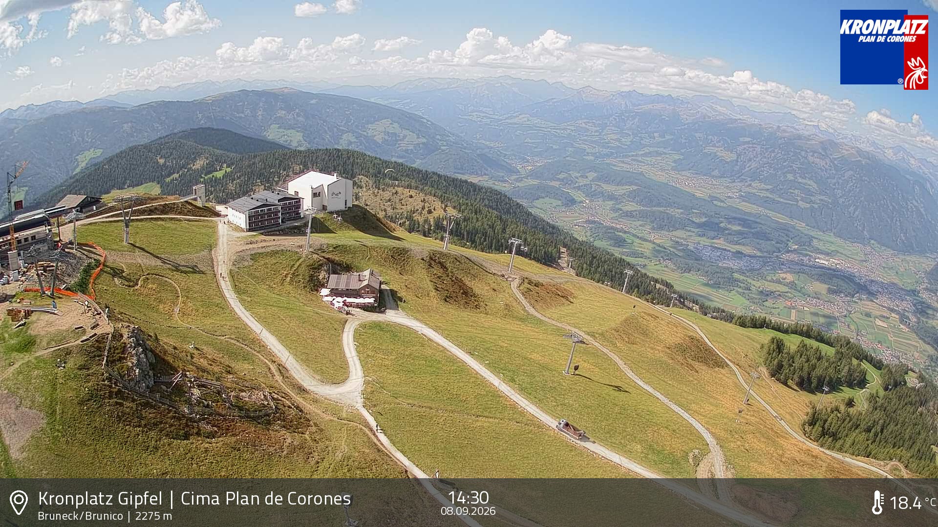 Archiv Foto Webcam Blick auf Bruneck, Kronplatz