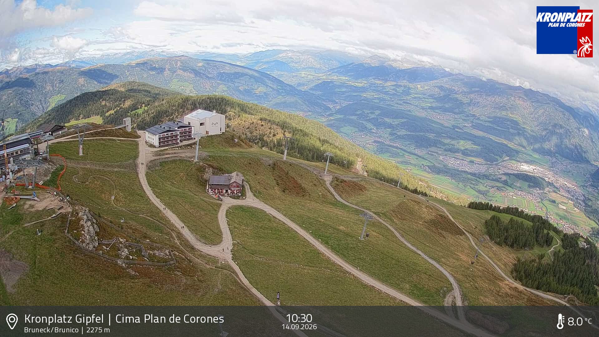 Archiv Foto Webcam Blick auf Bruneck, Kronplatz