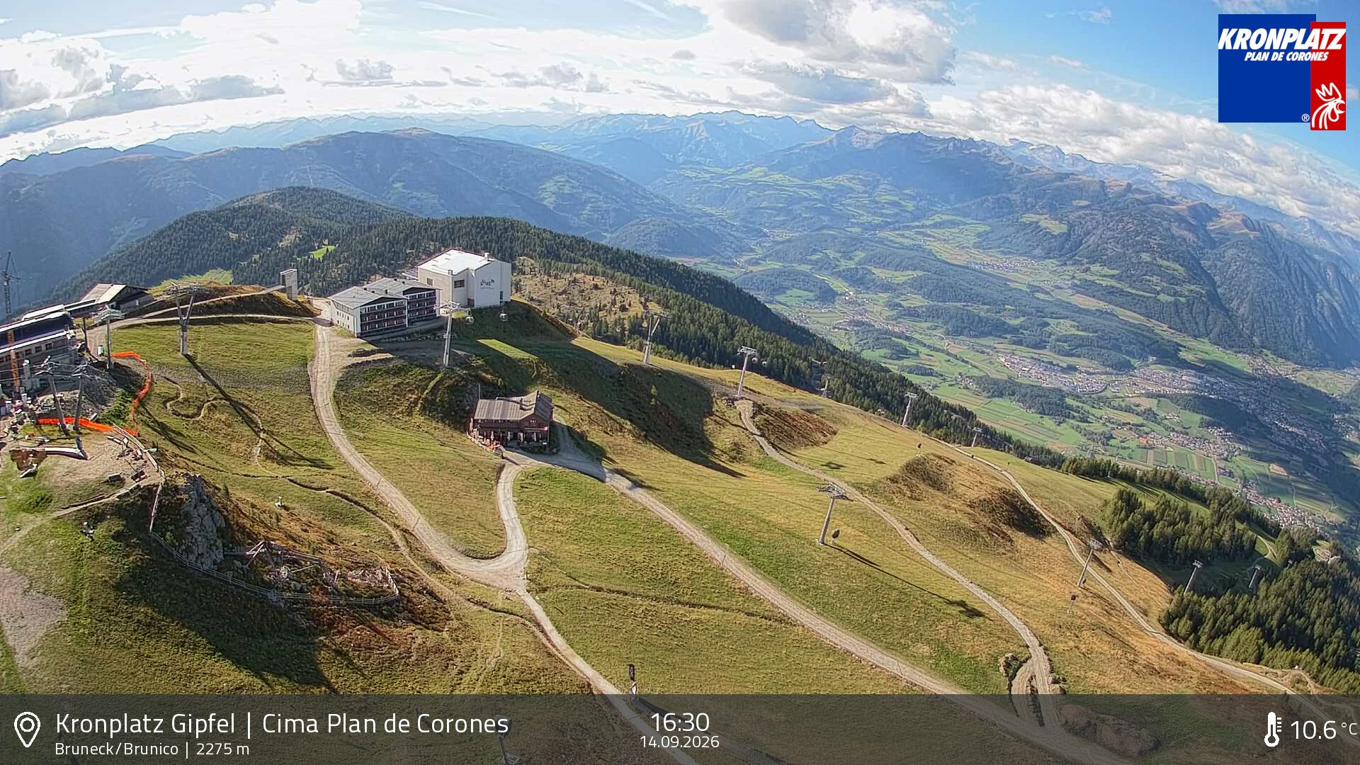 Archiv Foto Webcam Blick auf Bruneck, Kronplatz