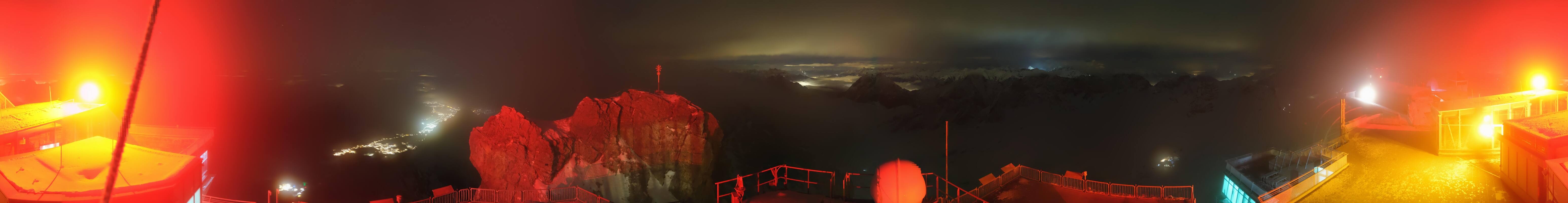 Archiv Foto Webcam Zugspitze: Panoramablick vom Gipfel