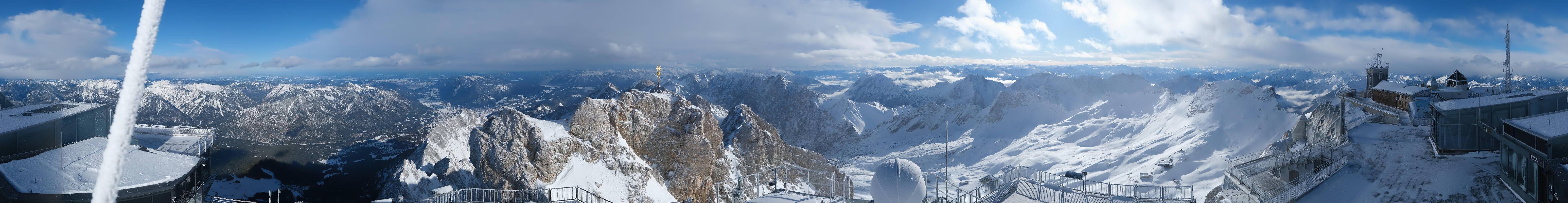 Archiv Foto Webcam Zugspitze: Panoramablick vom Gipfel