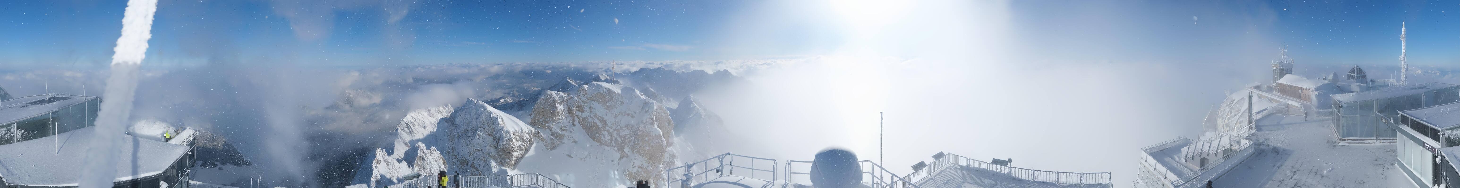 Archiv Foto Webcam Zugspitze: Panoramablick vom Gipfel