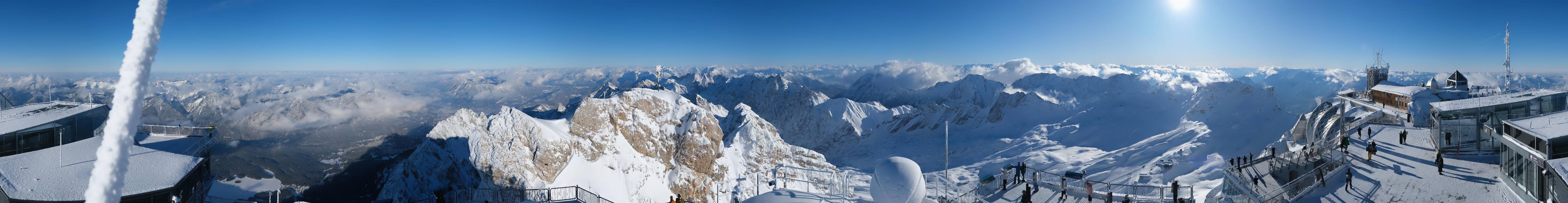 Archiv Foto Webcam Zugspitze: Panoramablick vom Gipfel