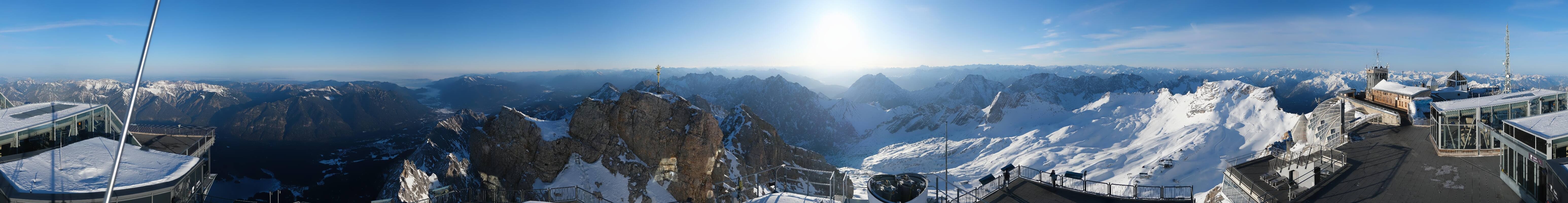 Archiv Foto Webcam Zugspitze: Panoramablick vom Gipfel