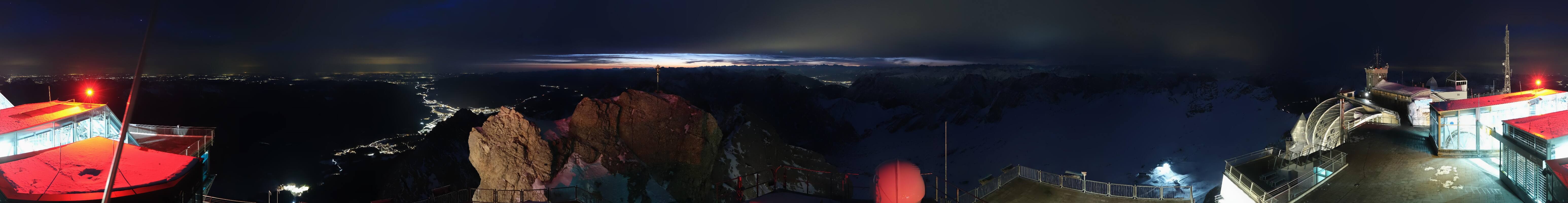 Archiv Foto Webcam Zugspitze: Panoramablick vom Gipfel