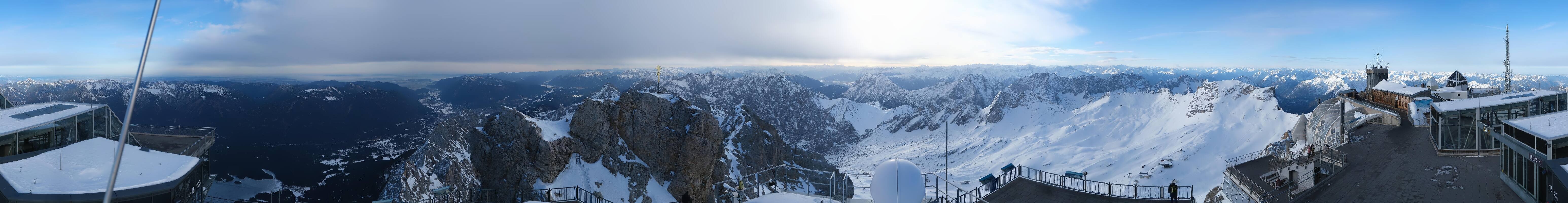 Archiv Foto Webcam Zugspitze: Panoramablick vom Gipfel