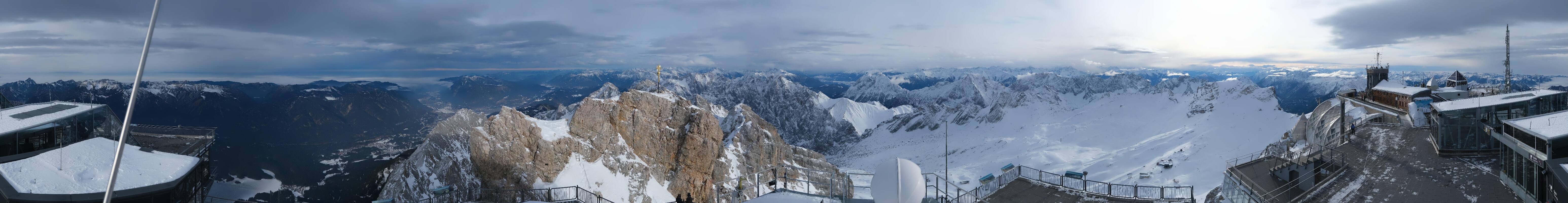 Archiv Foto Webcam Zugspitze: Panoramablick vom Gipfel