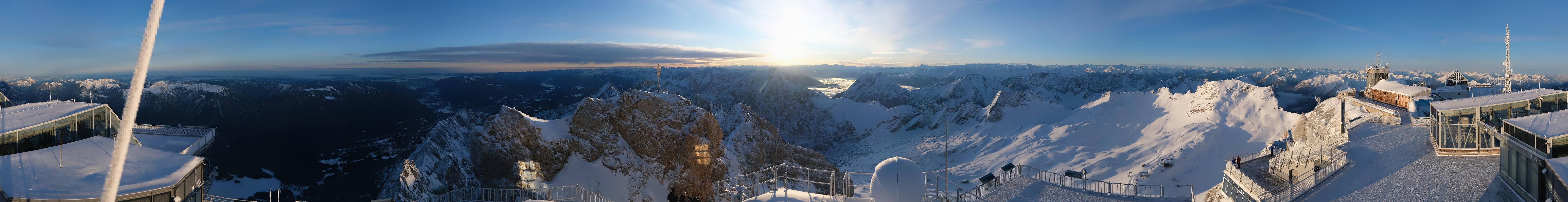 Archiv Foto Webcam Zugspitze: Panoramablick vom Gipfel
