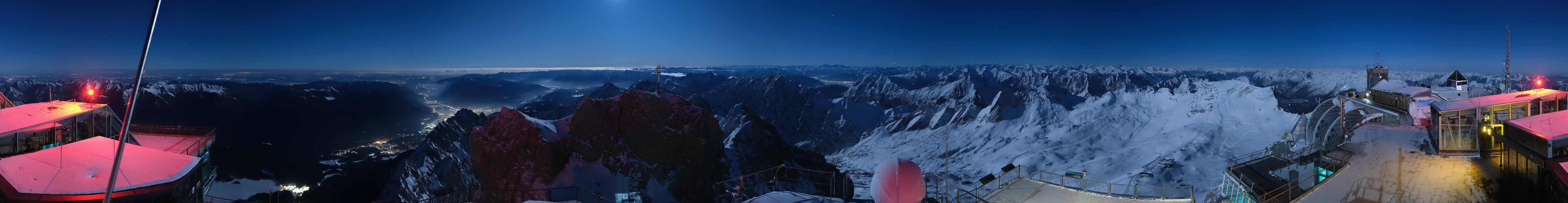 Archiv Foto Webcam Zugspitze: Panoramablick vom Gipfel
