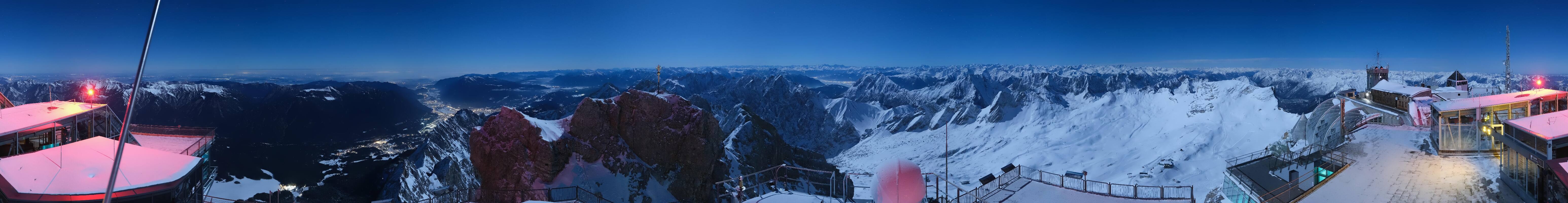 Archiv Foto Webcam Zugspitze: Panoramablick vom Gipfel