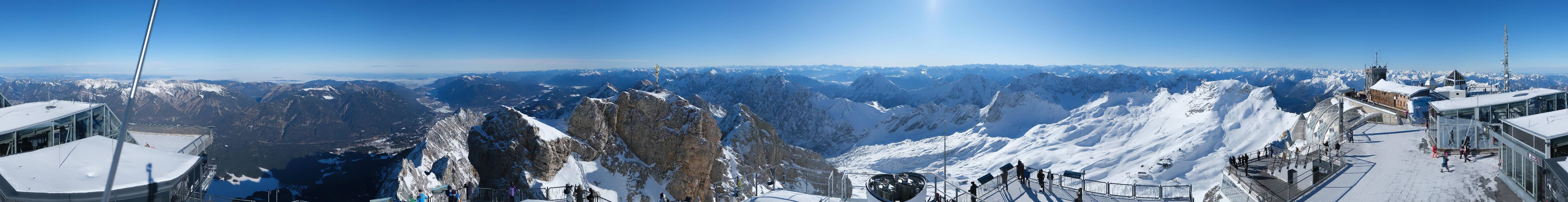 Archiv Foto Webcam Zugspitze: Panoramablick vom Gipfel
