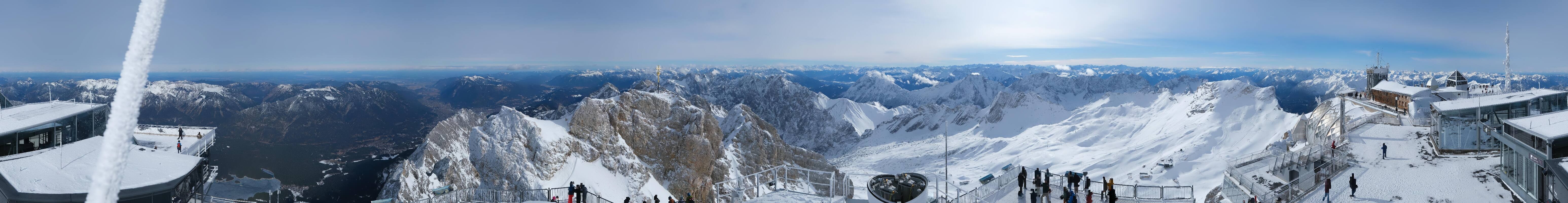Archiv Foto Webcam Zugspitze: Panoramablick vom Gipfel