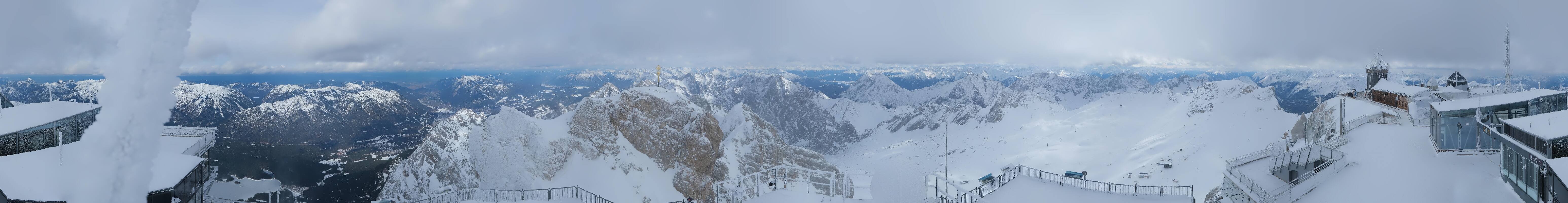 Archiv Foto Webcam Zugspitze: Panoramablick vom Gipfel